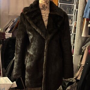 Chic Dark Brown Teddy Jacket faux fur like new .It looks REAL.